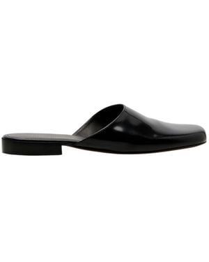The Row Penelope Leather Mules - Black