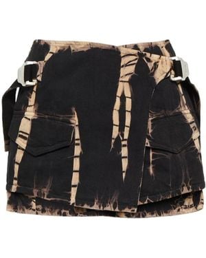 Dion Lee Zigzag Dyed Denim Wrap Mini Skirt - Black