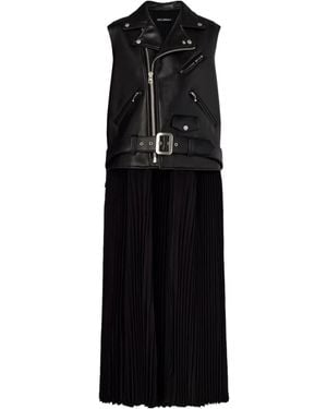 Junya Watanabe Pleated Detail Zip-Up Dress - Black