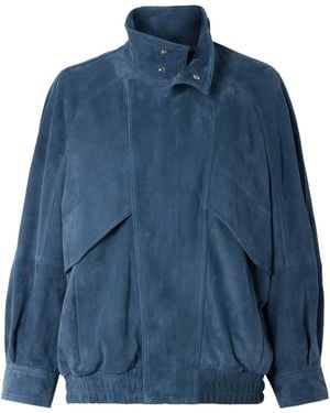 Nour Hammour Ariste Patchwork Suede Jacket - Blue