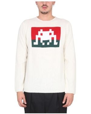 Comme des Garçons Comme Des Garçons Shirt Graphic Jacquard Crewneck Jumper - White