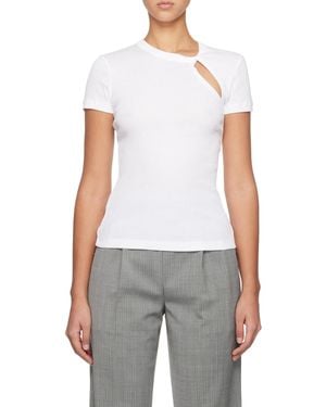 Helmut Lang Asymmetrical Slash Short Sleeved Top - White