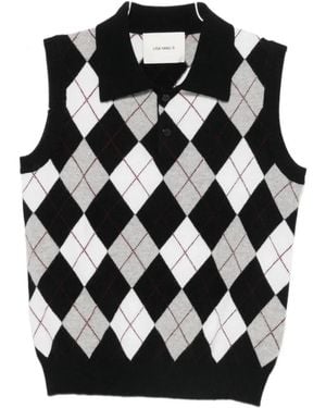 Lisa Yang Polo Collar Knitted Vest - Black