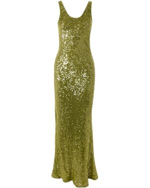 Galvan London Moonlight Valletta Sequined Crepe De Chine Gown - Green