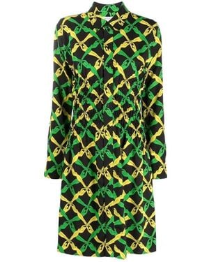 Bottega Veneta Graphic Printed Regular Fit Shirt Dress - Green