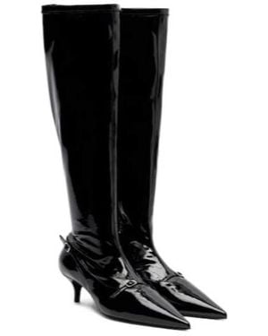 Magda Butrym Patent Leather Knee-High Boots - Black