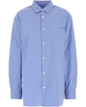 Tekla Poplin Oversized Pyjama Shirt - Blue