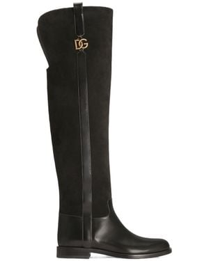 Dolce & Gabbana Suede Riding Boots - Black
