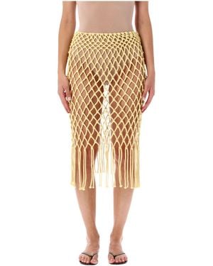 Frankie Shop Woven Skirt With Fringe - Natural