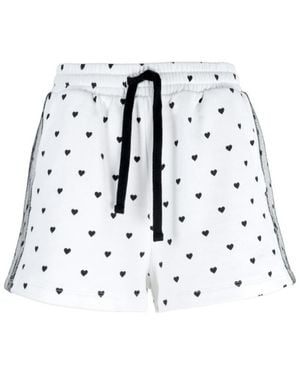 RED Valentino Heart Printed Drawstring Shorts - White
