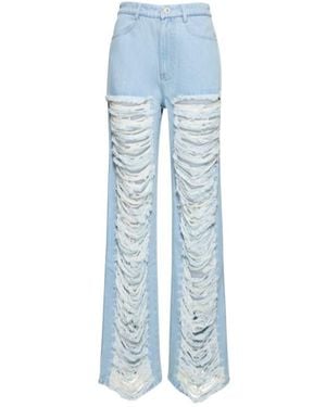 Dion Lee Vintage-Style Distressed Denim Trousers - Blue
