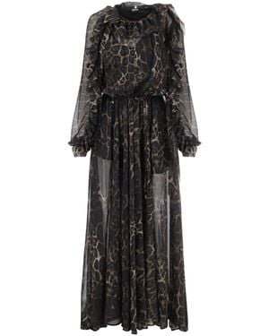 Just Cavalli Printed Pleated Dress - Black