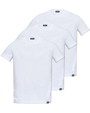 DSquared² Logo Tag Three Pack Of Underwear T-Shirts - Blue