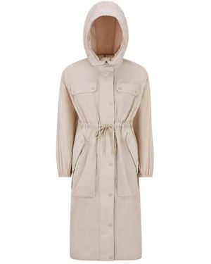 Moncler Mantio Hooded Long Parka Jacket - Natural