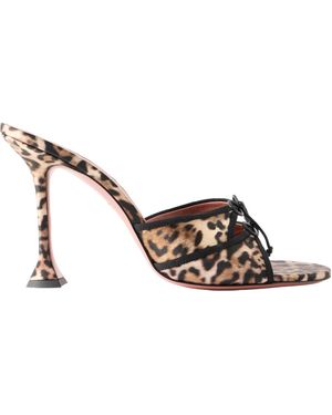 AMINA MUADDI Bow-Detailed Leopard-Print Satin Mules - Multicolour
