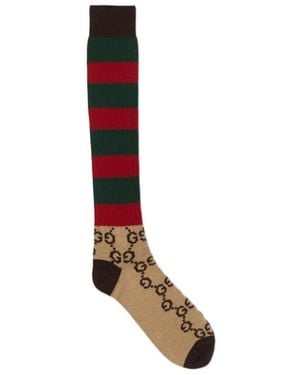 Gucci Gg Striped Wool-Blend Socks - White