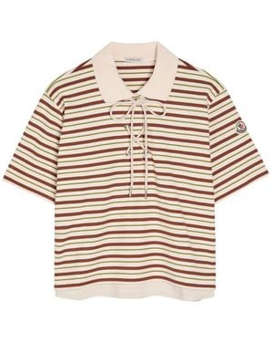 Moncler Striped Cotton Polo Shirt - Natural