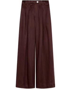Marella Ramie Wide-Leg Trousers - Purple