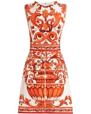 Dolce & Gabbana Majolica Print Sleeveless A Line Mini Dress - Red