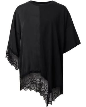 AllSaints Lenny Lace Trim T-Shirt - Black