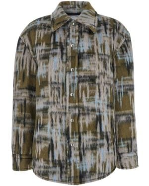 Bottega Veneta Check Patterned Relaxed Fit Jacket - Green