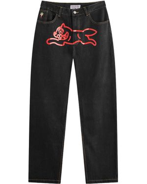ICECREAM Running Dog-Print Jeans - Black