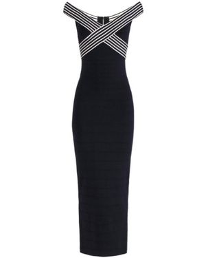 Elisabetta Franchi Striped Bands Knit Long Dress - Black