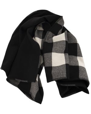 Woolrich Checked Knit Scarf - Black