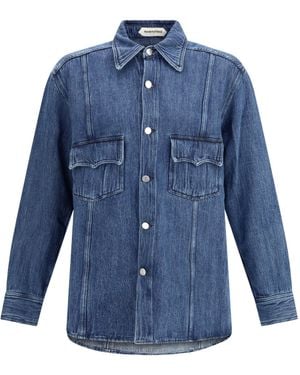 NAMACHEKO Han Plissé Denim Shirt - Blue