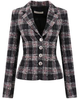 Alessandra Rich Checked Single-Breasted Blazer - Black