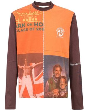 Marine Serre Graphic-Print Cotton T-Shirt - Orange