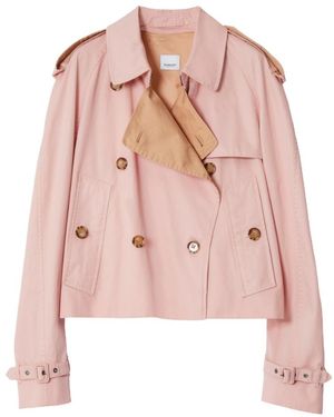Burberry Gabardine Cropped Trench Coat - Pink