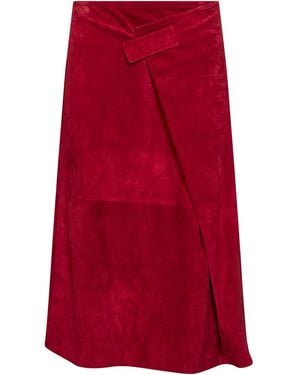 Bottega Veneta Suede Leather Skirt - Red
