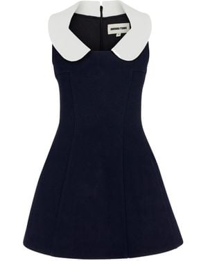 ShuShu/Tong Shushu/Tong Contrast Collar Flared Dress - Blue