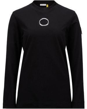 Moncler X Willow Smith Long Sleeve Eyelet Cotton T-Shirt - Black