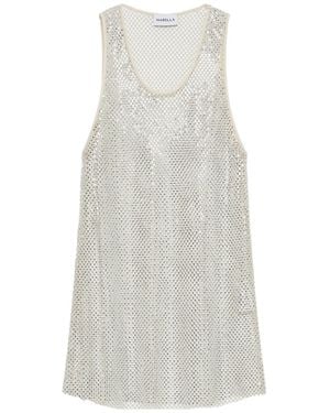 Marella Rhinestone Mesh Vest - White
