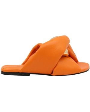 JW Anderson Chain Twist Leather Slides - Orange