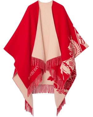Burberry Ekd Wool Cashmere Cape - Red