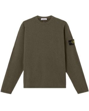 Stone Island Logo Patch Crewneck Sweatshirt - Green