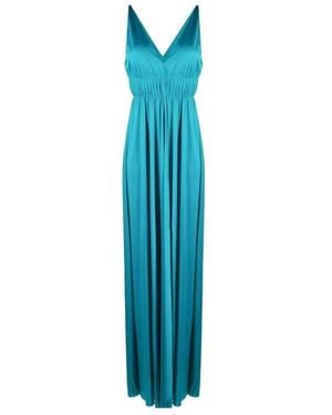 P.A.R.O.S.H. P.A.R.O..H. V-Neck Sleeveless Maxi Dress - Blue