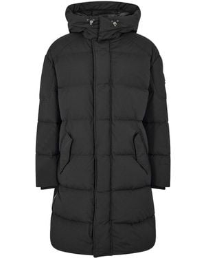 Moose Knuckles Mid-Length Quilted Hooded Puffer Coat - Black