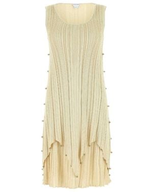 Bottega Veneta Embellished Pleated Mini Dress - Metallic