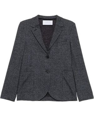 Harris Wharf London Single-Breasted Herringbone Knit Blazer - Grey