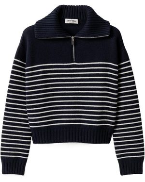 Miu Miu Cashmere Stripe Jumper - Blue