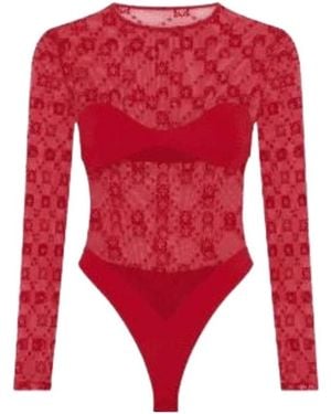 Marine Serre Long-Sleeve Bodysuit - Red