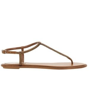 Rene Caovilla René Caovilla Diana Embellished Thong Sandals - Brown