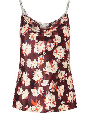 Rabanne Floral-Patterned Chain-Detail Top - Red