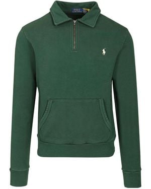 Polo Ralph Lauren Logo Embroidered Half-Zip Sweater - Green