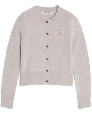 Maison Kitsuné Maison Kitsuné Fox Patch Knitted Cardigan - White