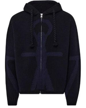 JW Anderson Jw Anderson Anchor Logo Zip-Up Hoodie - Blue